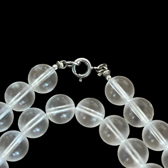 Vintage Art Deco Style Clear Lucite Bead Black & White Necklace Opera Length 30” - Picture 4 of 4